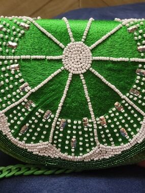 VIRAL Limited Edition America & Beyond Beaded Shoulder Bag Lime Wedge